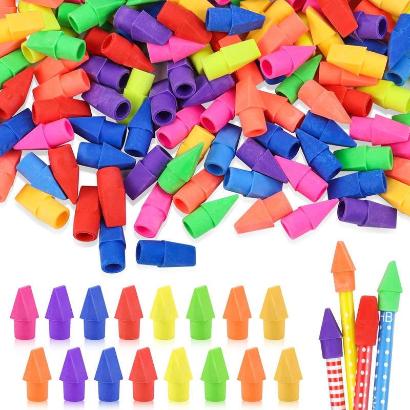 Fyess 800PCS Caps Pencil Erasers Chisel Shape Pencil Eraser Arrowhead Caps Erasers Latex Free Pencil Pencil Eraser Toppers Assorted Colors for Favors Games Prizes Pencil Top Erasers Home School Office - Image 1